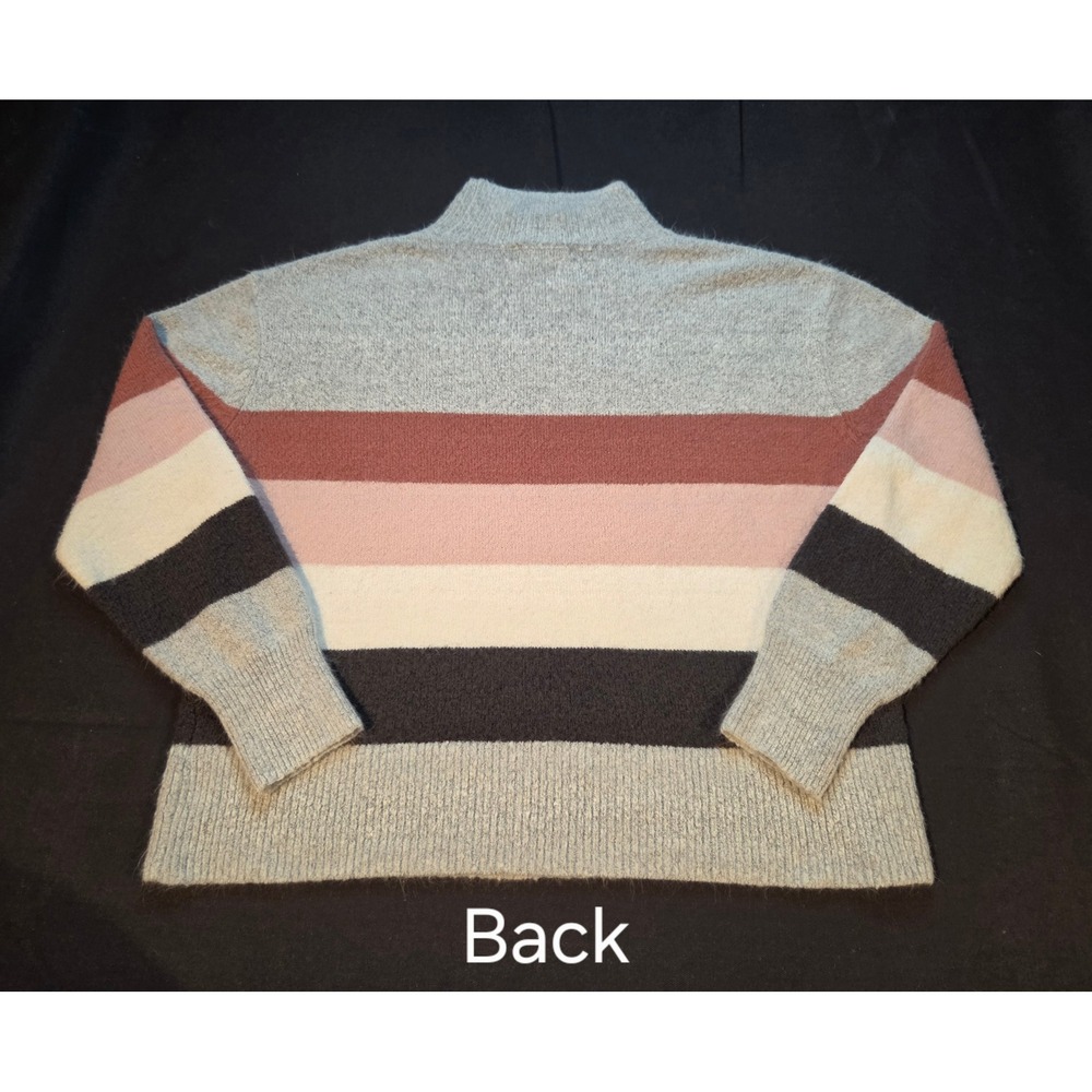 Beachlunchlounge Collection Women Grey Pink Striped Mock Neck Sweater Medium - Picture 6 of 6